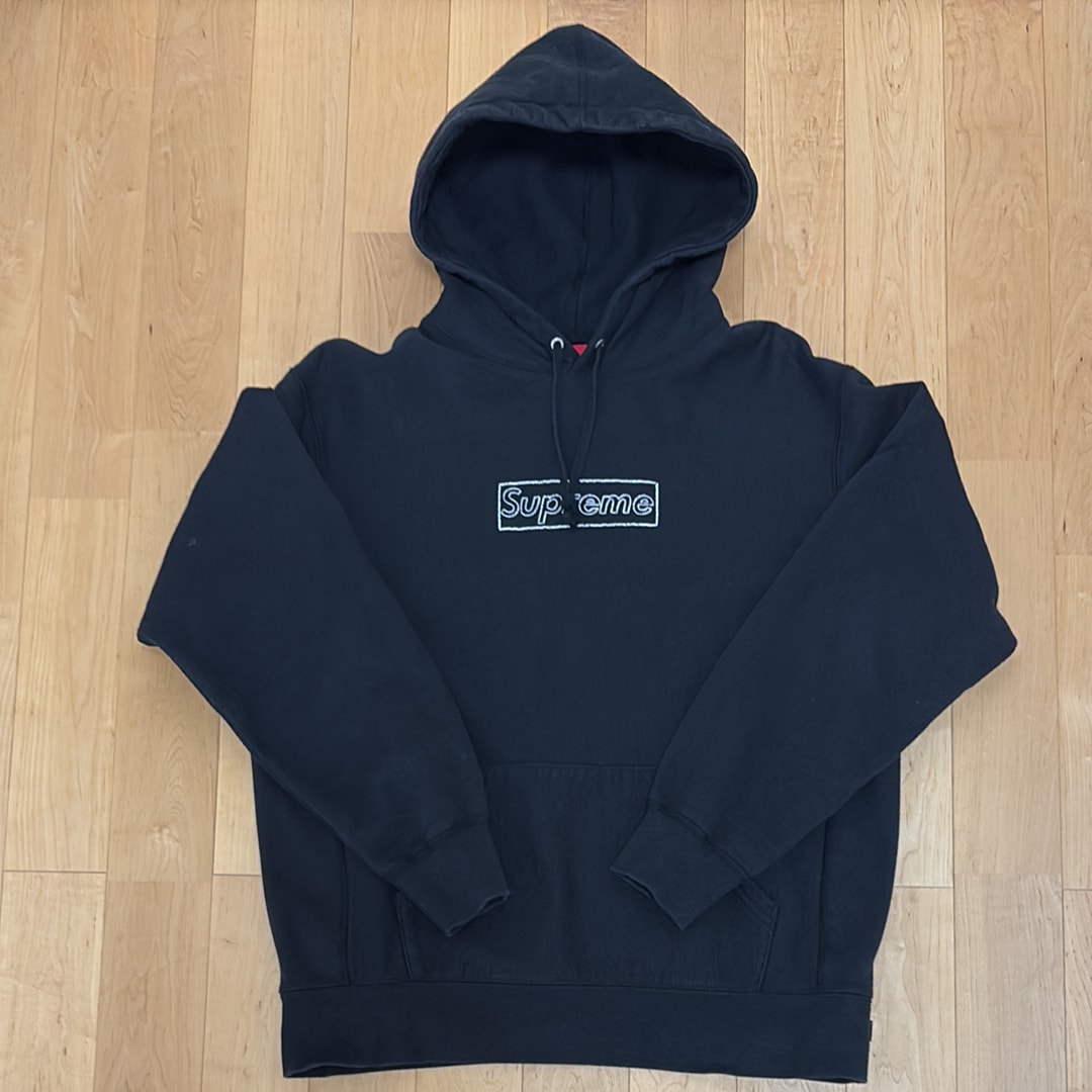 Supreme KAWS Chalk Logo Hooded Sweatshirt "Black"(2021)