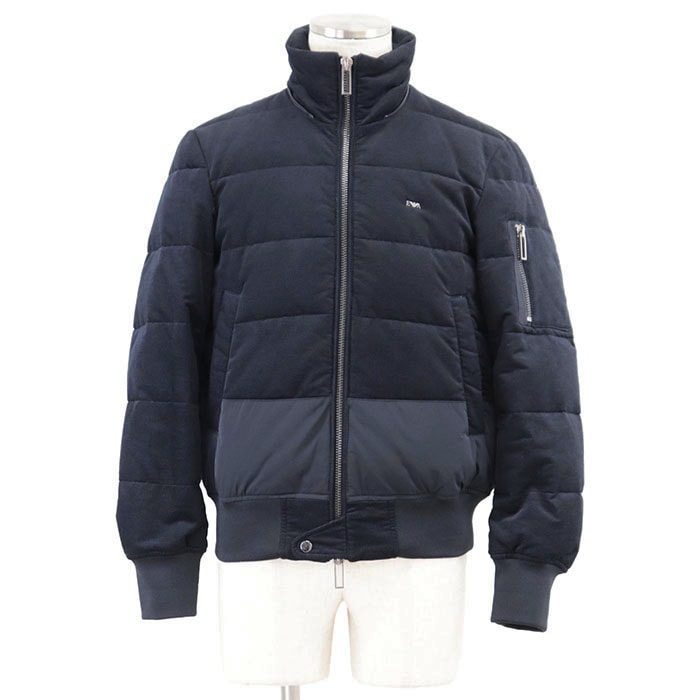 【美品】 エンポリオ・アルマーニ コーデュロイ 中綿 ジャケット ブルゾン メンズ ダークネイビー 46 Emporio Armani