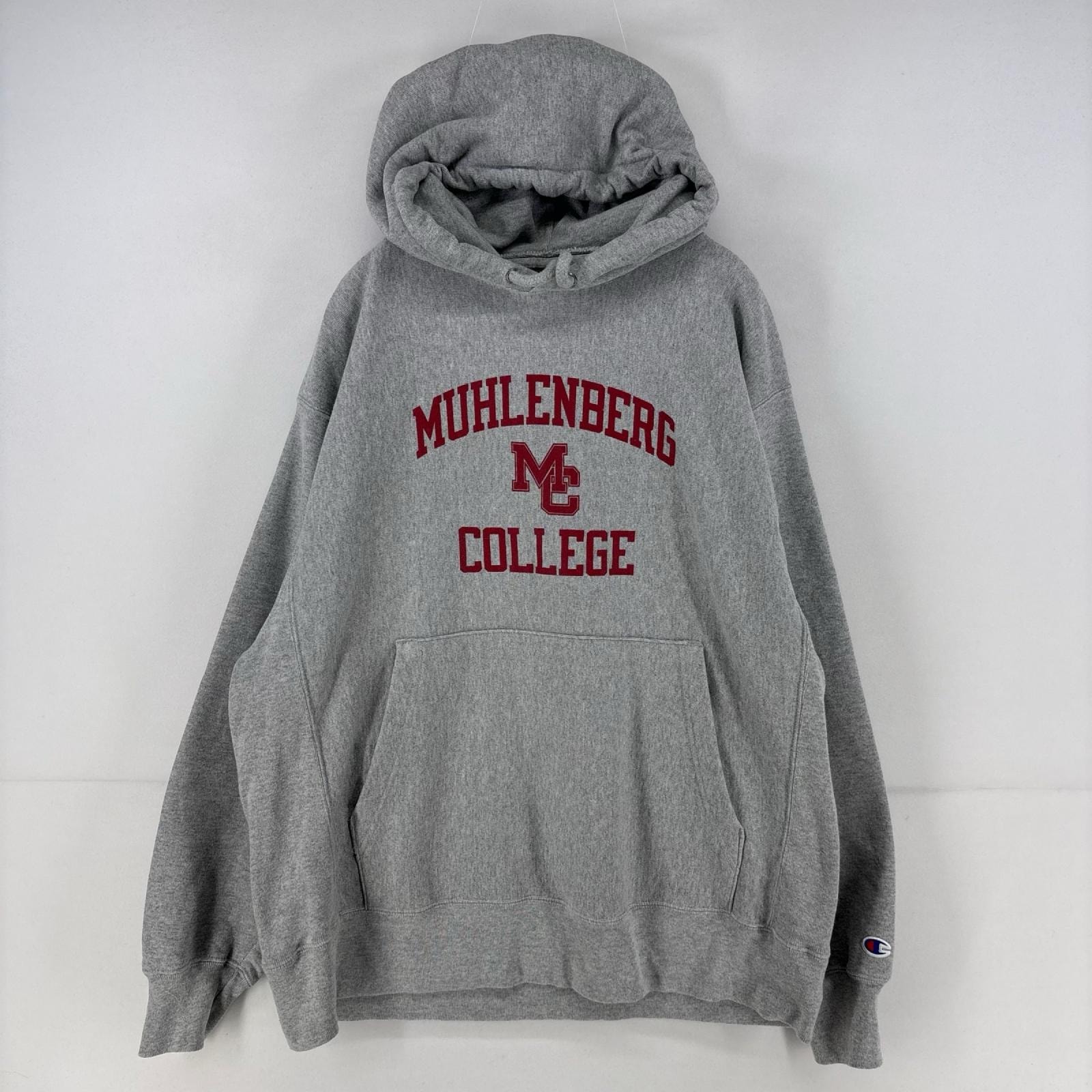古着 チャンピオン Champion パーカー プルオーバー 3段プリント カレッジ オリジナルリバースウィーブ スウェット L  グレー メンズ