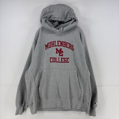 古着 チャンピオン Champion パーカー プルオーバー 3段プリント カレッジ オリジナルリバースウィーブ スウェット L グレー メンズ
