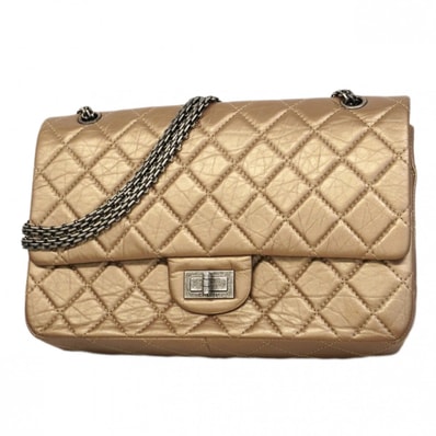 【6ea0388-k】シャネル ショルダーバッグ 2.55/マトラッセ Wフラップ Wチェーン レザー ブロンズ シルバー金具【中古】レディース