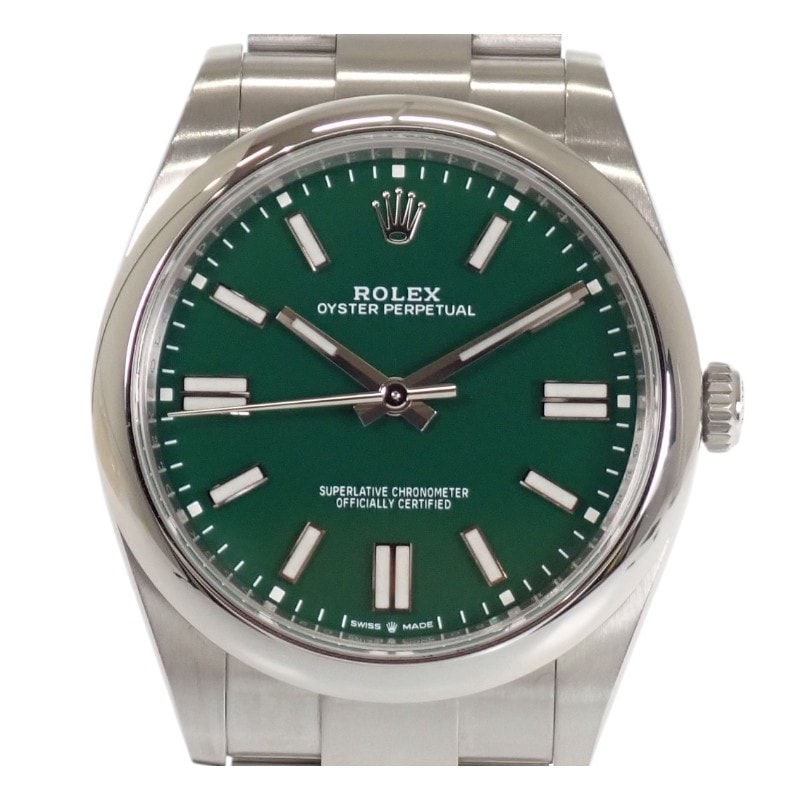 ロレックス ROLEX オイスターパーペチュアル 41 124300 腕時計 ステンレススチール 自動巻き グリーン文字盤 メンズ【中古】【Aランク】