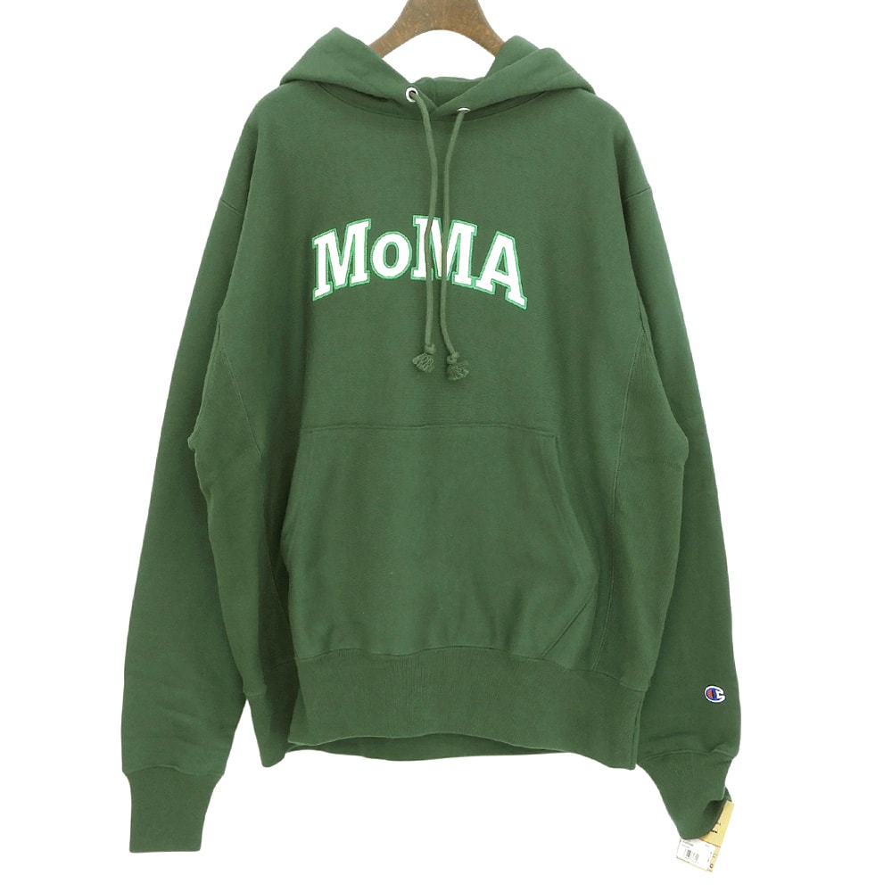 チャンピオン 新品同様 MOMA リバースウィーブ フーディ トップス メンズ グリーン XL CS3051 XL