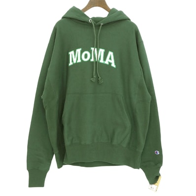チャンピオン 新品同様 MOMA リバースウィーブ フーディ トップス メンズ グリーン XL CS3051 XL