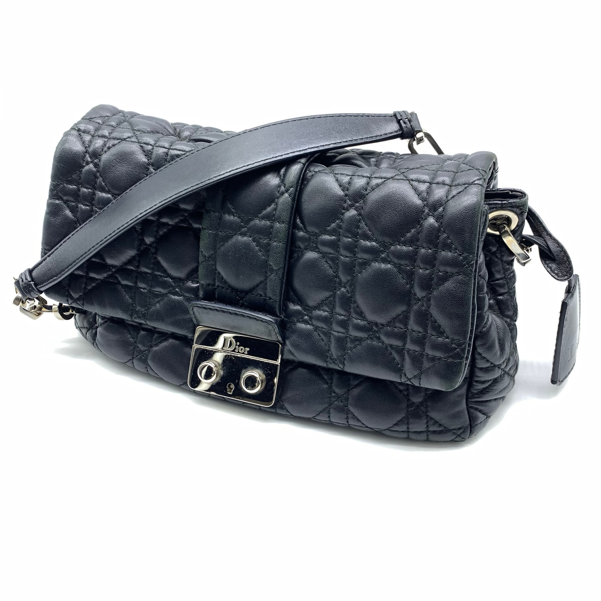 Christian Dior New Lock Cannage Shoulder Bag Black