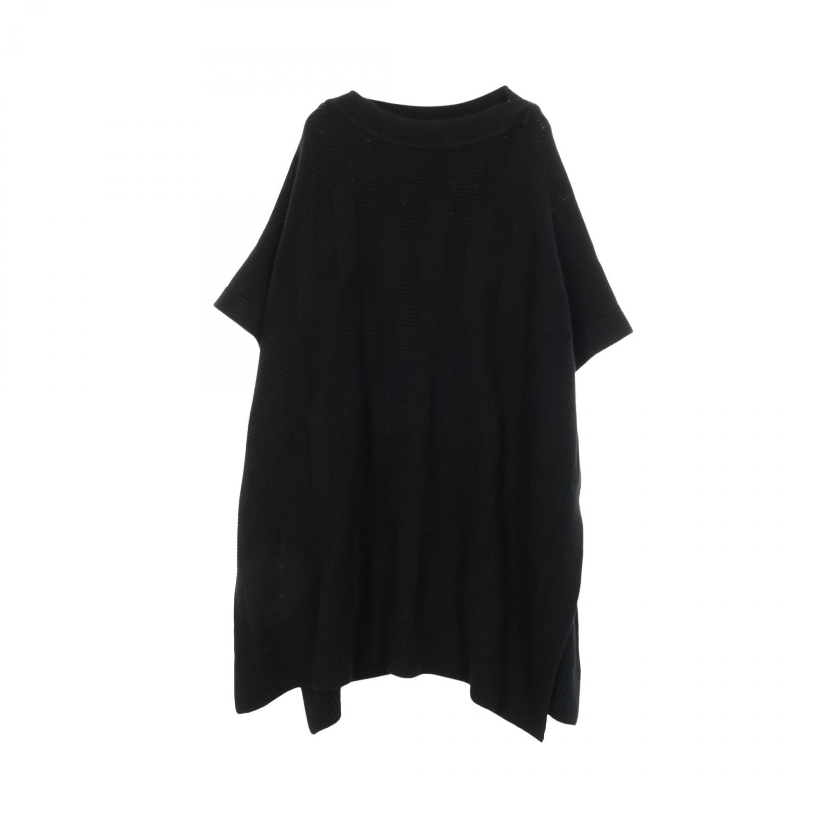 エルメス HERMES Hモチーフ ニット ポンチョ 衣料品 アウター ウール レディース ブラック系 2904D3 *47-7702 【中古】