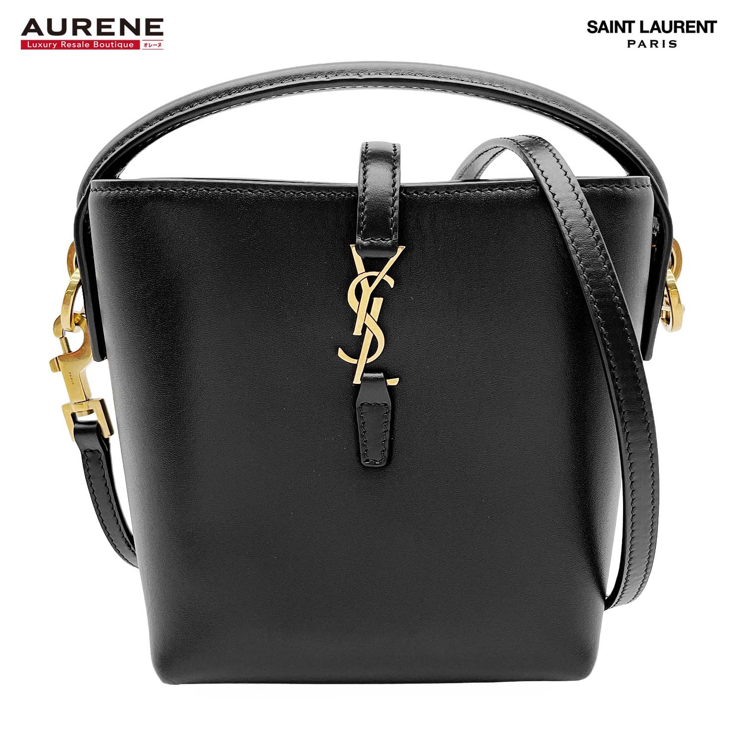 SAINT LAURENT サンローラン ショルダーバッグ LE37 ミニ 2WAY バケット レザー ブラック レディース
【中古】