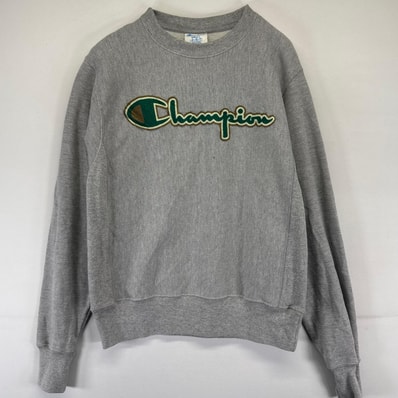 古着 チャンピオン Champion スウェット リバースウィーブ ビッグロゴ トレーナー クルーネック S グレー系 メンズ