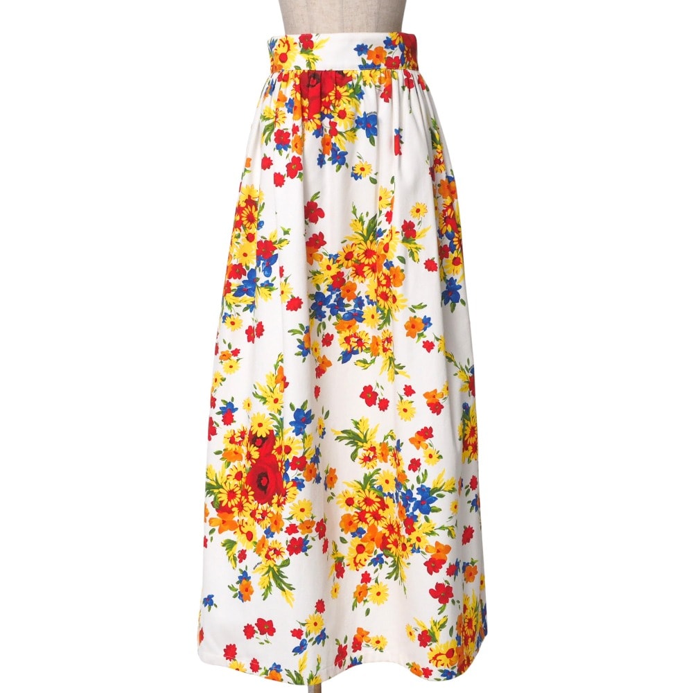 ■美品■MIUMIU ミュウミュウ ロングスカート サイズ38S フラワー ギャザー イタリア製 ブランド古着【中古】20250501/RA4543