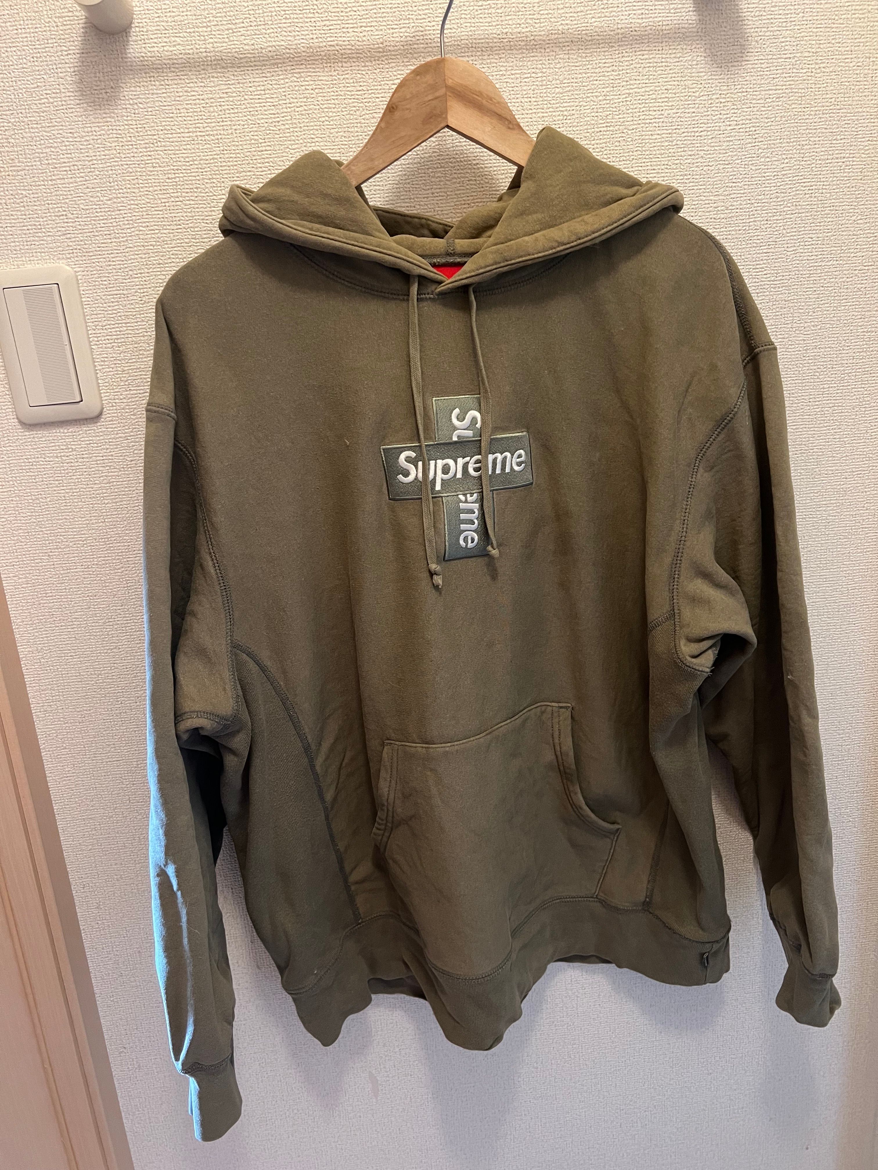 Supreme Cross Box Logo Hooded Sweatshirt "Light Olive"