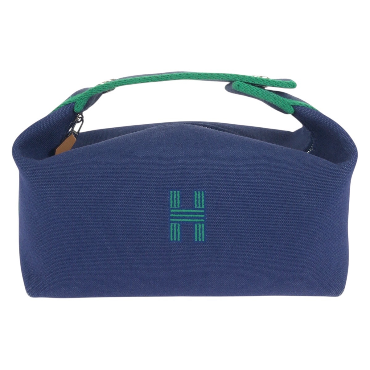 HERMES エルメス ブリッド ア ブラック PM マリン ブルー グリーン トワルアッシュ ハンドバッグ アクセサリーポーチ メイクポーチ 602698 【中古】