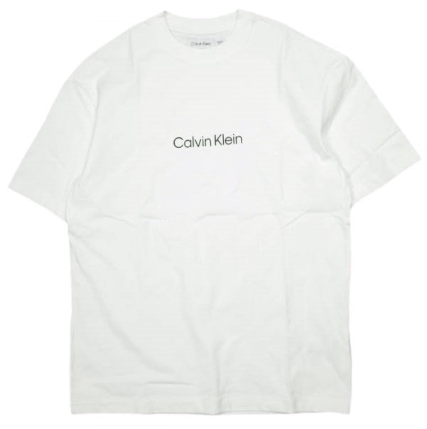 Calvin Klein カルバンクライン スタンダードロゴ リラックスクルーネックTシャツ 40HM228 XS WHITE 半袖 トップス g23608