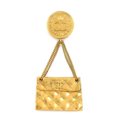 シャネル CHANEL ブローチ ココマーク バッグモチーフ メタル ゴールド レディース【中古】 e61345a