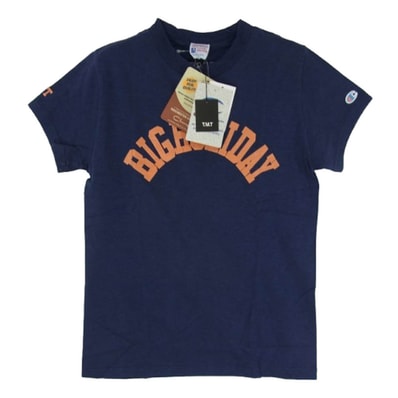 Champion チャンピオン Tシャツ C8-B301 × TMT ティーエムティー プリント Tシャツ 半袖カットソー ネイビー系 S【新古品】【未使用】【中古】