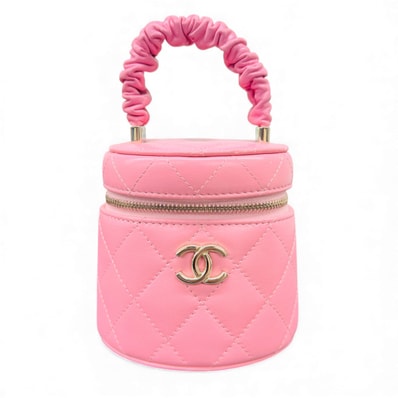 CHANEL 希少 美品 シャネル マトラッセ バニティバッグ ミニ ラムスキン レザー 32番台シリアル ピンク ハンドバッグ バニティケース ココマーク ABランク 鑑定済