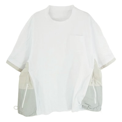 Sacai サカイ カットソー 22SS 22-02734M スポーツ ミックス ナイロン 切替 Tシャツ カットソー ホワイト系 3【中古】