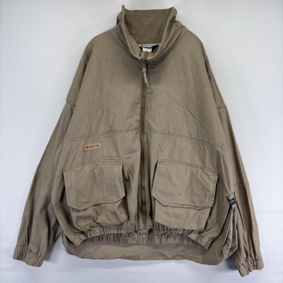 古着 コロンビア Columbia ジャケット 中綿 ロゴ ハンティング 大きいサイズ フルジップ ワンポイントロゴ 2XL ベージュ系 メンズ