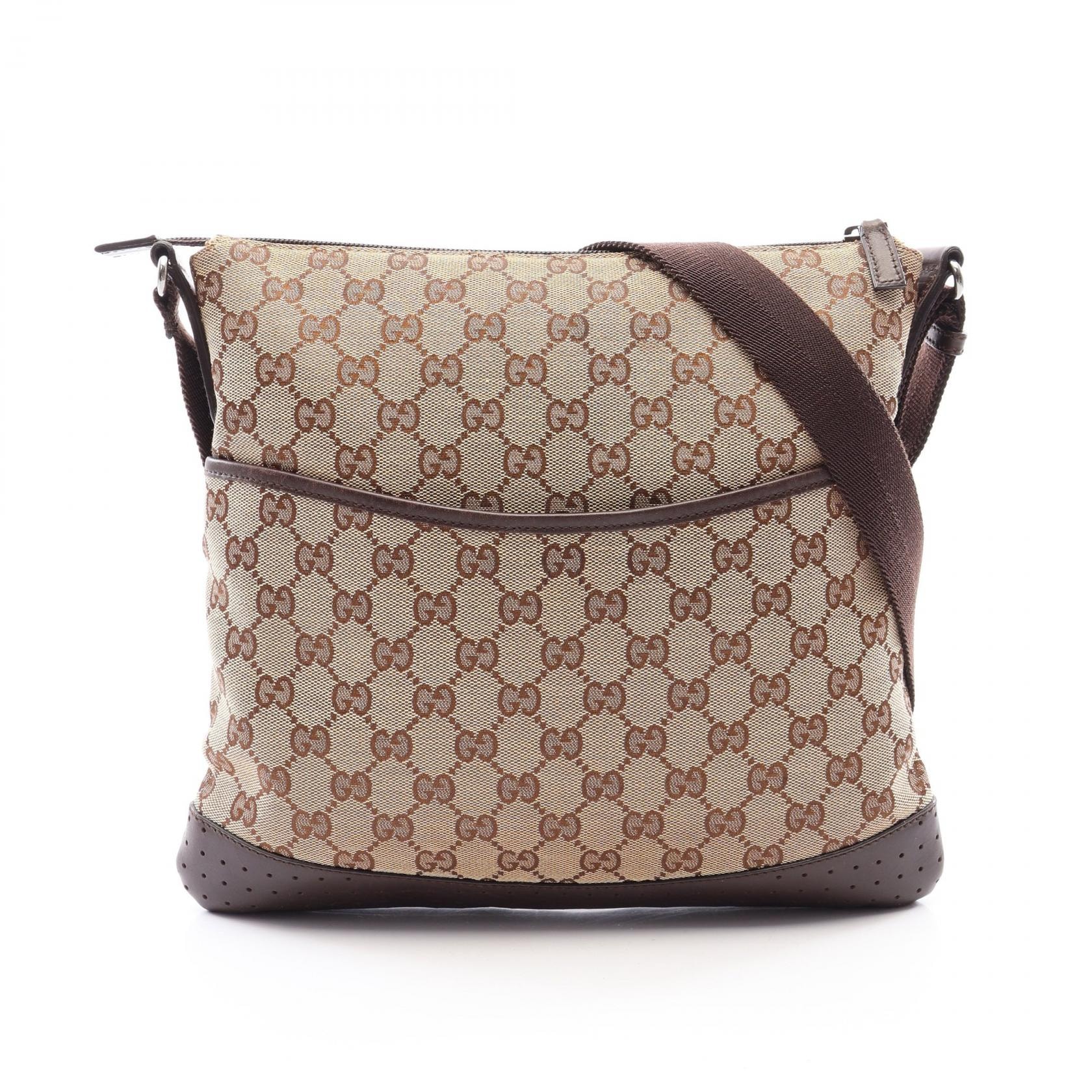 グッチ GUCCI GGキャンバス ショルダーバッグ バッグ キャンバス レザー レディース ベージュ系 / ブラウン系 145857 【中古】