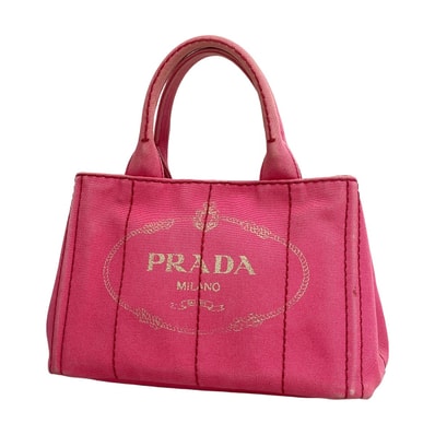 ★最終価格【6eb1514】プラダ トートバッグ カナパ キャンバス ピンク ゴールド金具【中古】レディース
