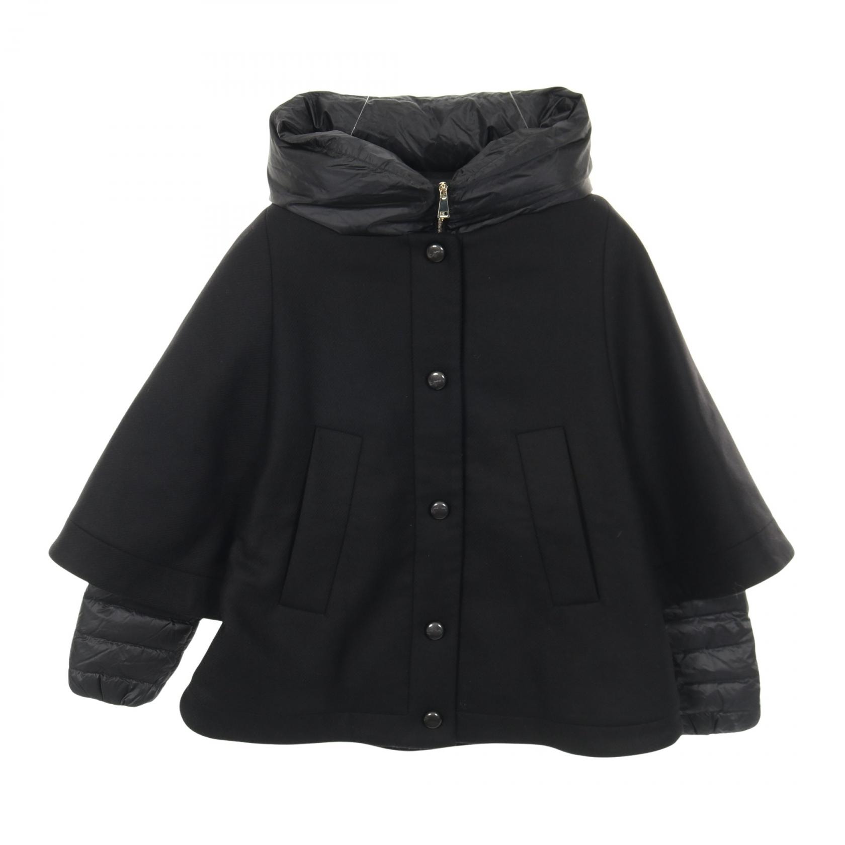 モンクレール MONCLER EUDORE ケープ 衣料品 アウター ウール レディース ブラック系 【中古】