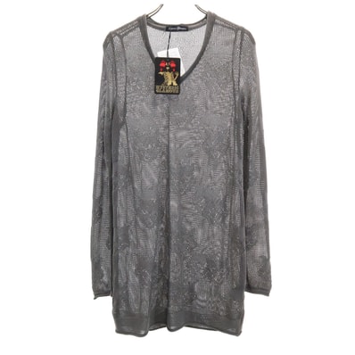 未使用 HYSTERIC GLAMOUR ヒステリックグラマー 日本製 長袖 猫 メッシュ編み チュニック FREE グレー タグ付き ニット