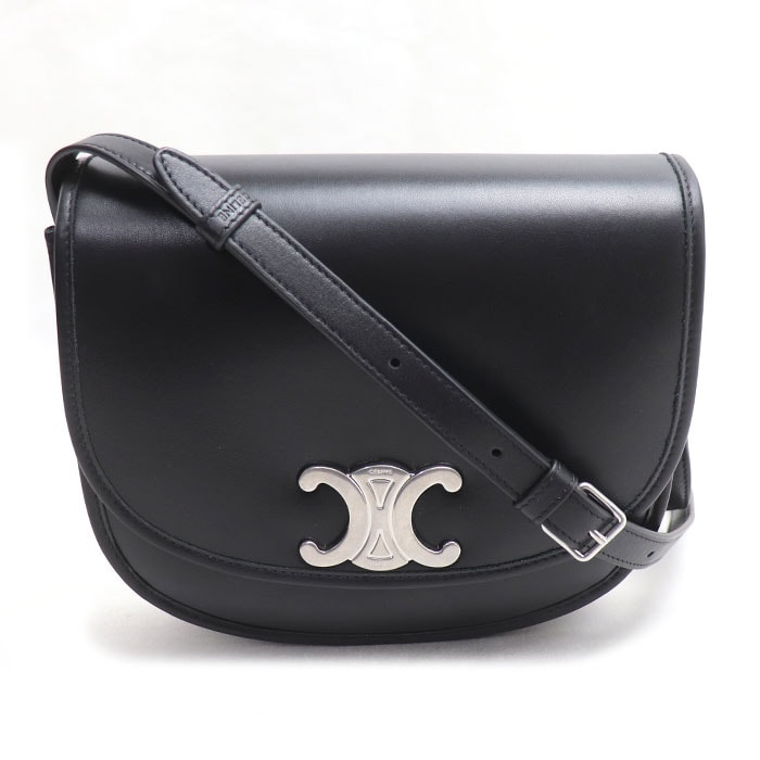 CELINE セリーヌ ミディアム ブザス トリオンフ ショルダーバッグ ブラック 114453FH1.38SI レディース【中古】【美品】