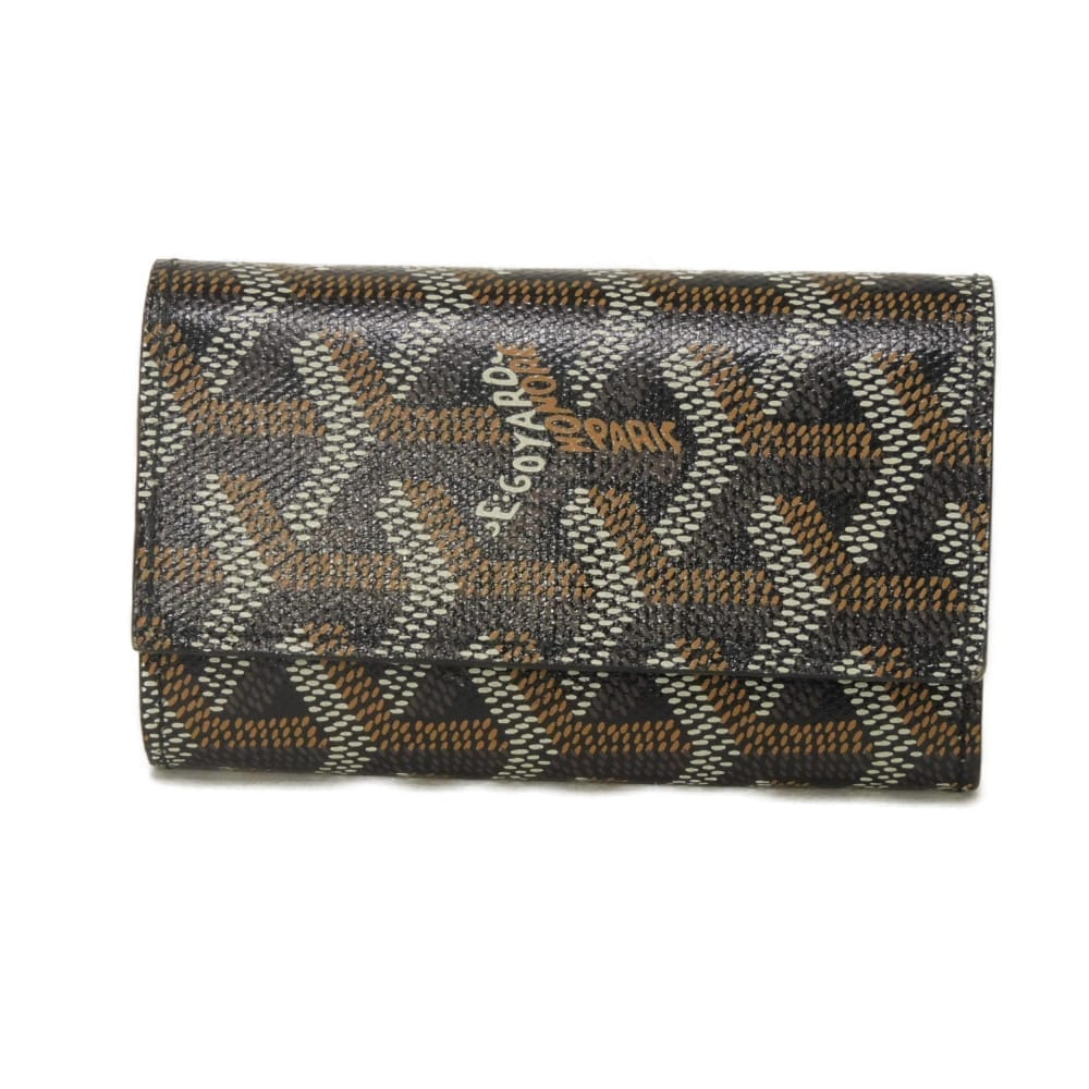 GOYARD ゴヤール サン ミッシェル キーリング ゴヤールディンキャンバス ヴォーゼルカーフスキン シルバー 6連 スナップボタン ヘリンボーン ブラック キーケース