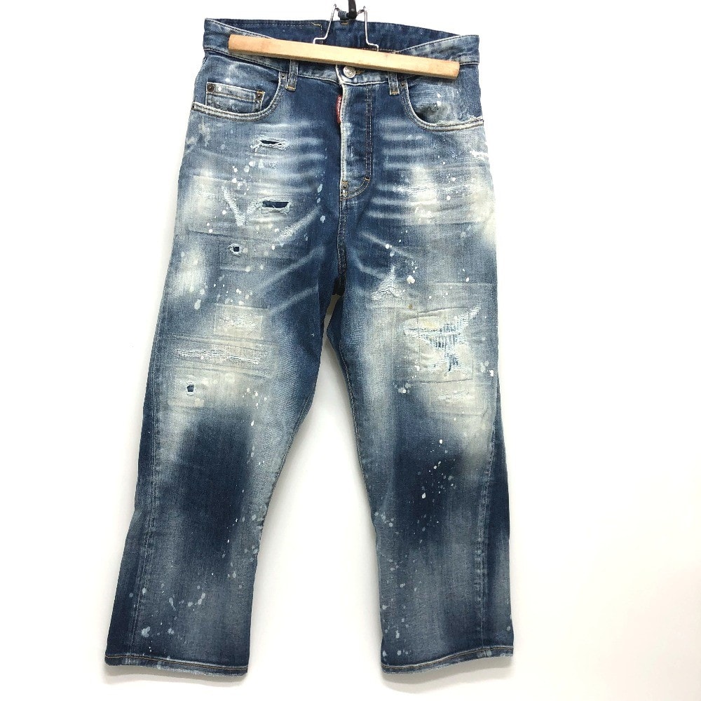 ディースクエアード DSQUARED2 デニムパンツ S75LB595 ペイント/アパレル クラッシュデニム デニムパンツ コットン ブルー