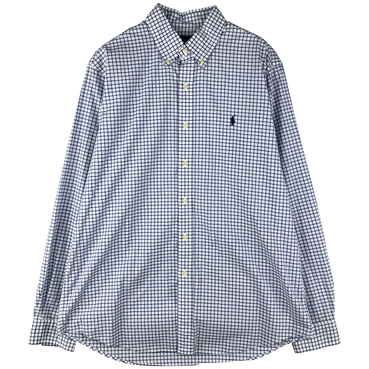 古着 ラルフローレン Ralph Lauren STRETCH 長袖 ボタンダウンチェックシャツ メンズL相当/eaa602363