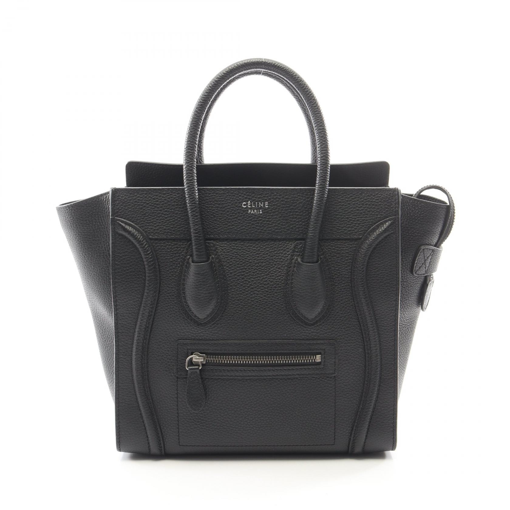 セリーヌ CELINE ラゲージ マイクロショッパー トートバッグ バッグ レザー レディース ブラック系 【中古】