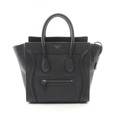 セリーヌ CELINE ラゲージ マイクロショッパー トートバッグ バッグ レザー レディース ブラック系 【中古】