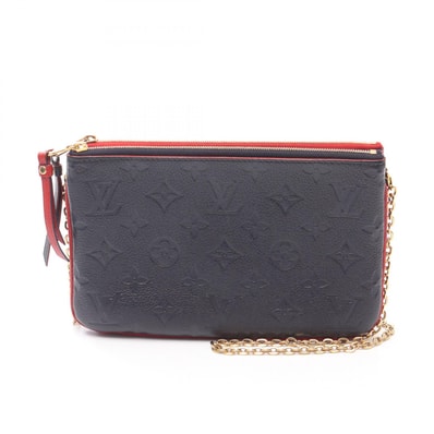 ルイ・ヴィトン LOUIS VUITTON ポシェット ドゥーブル ジップ ショルダーバッグ バッグ レザー モノグラム・アンプラント マリーヌルージュ レディース ネイビー系 / レッド系 M63916 【中古】