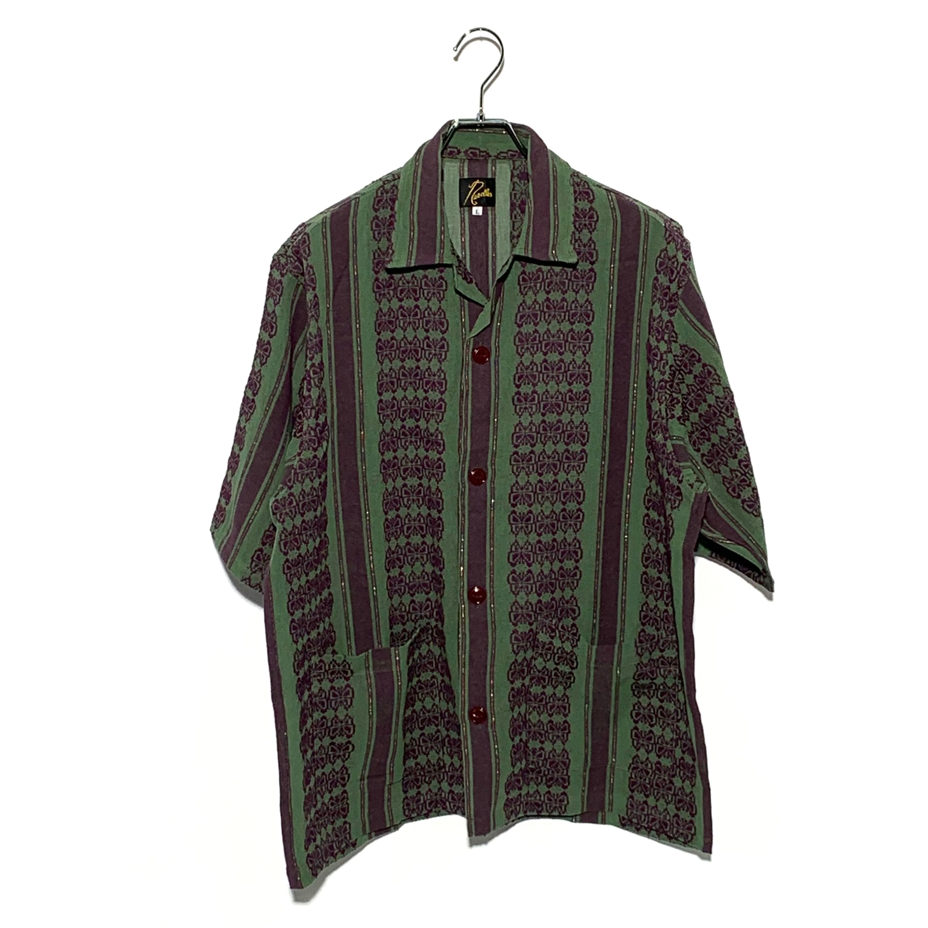 NEEDLES Papillon Stripe Dobby Cabana Shirt "Green/Purple"