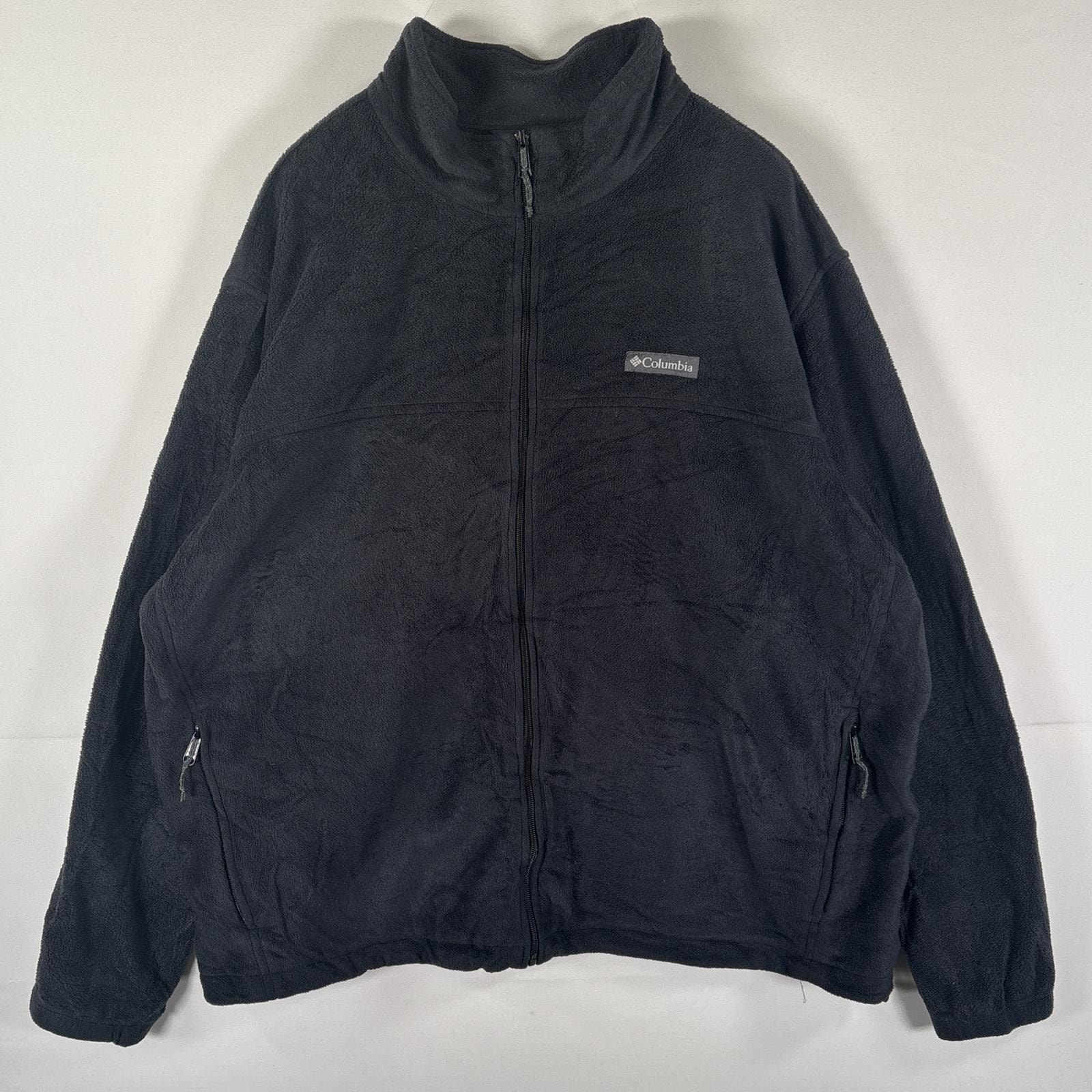 古着 コロンビア Columbia フルジップフリースジャケット ワンポイントロゴ刺繍 大きいサイズ アウトドア 3X ブラック メンズ