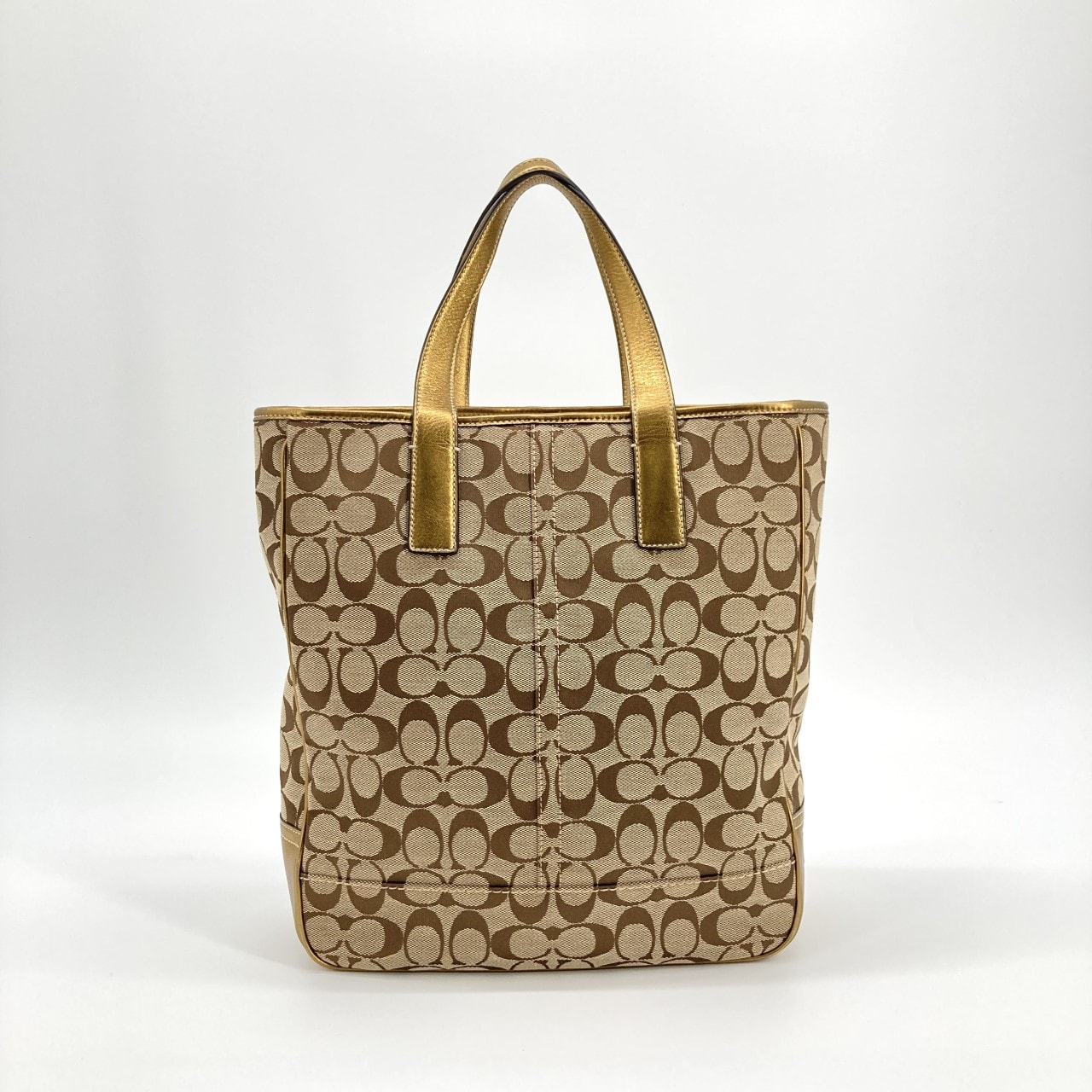 COACH(コーチ) シグネチャー柄キャンバス 7069 トートバッグ ベージュ×ゴールド