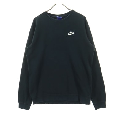 NIKE ナイキ ワンポイントロゴ 長袖 クルーネック スウェット M ブラック