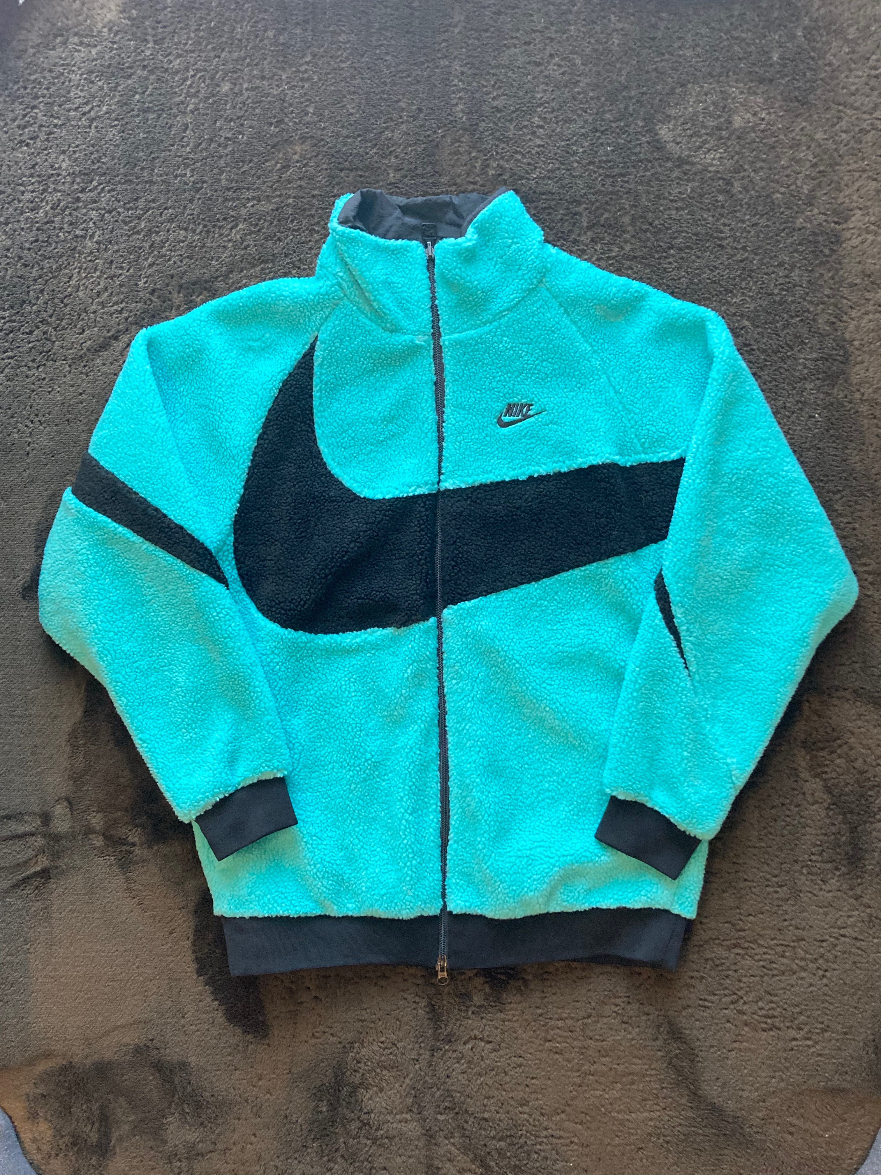 Nike Full Zip Big Swoosh Boa Jacket "Hyper Jade/Black"