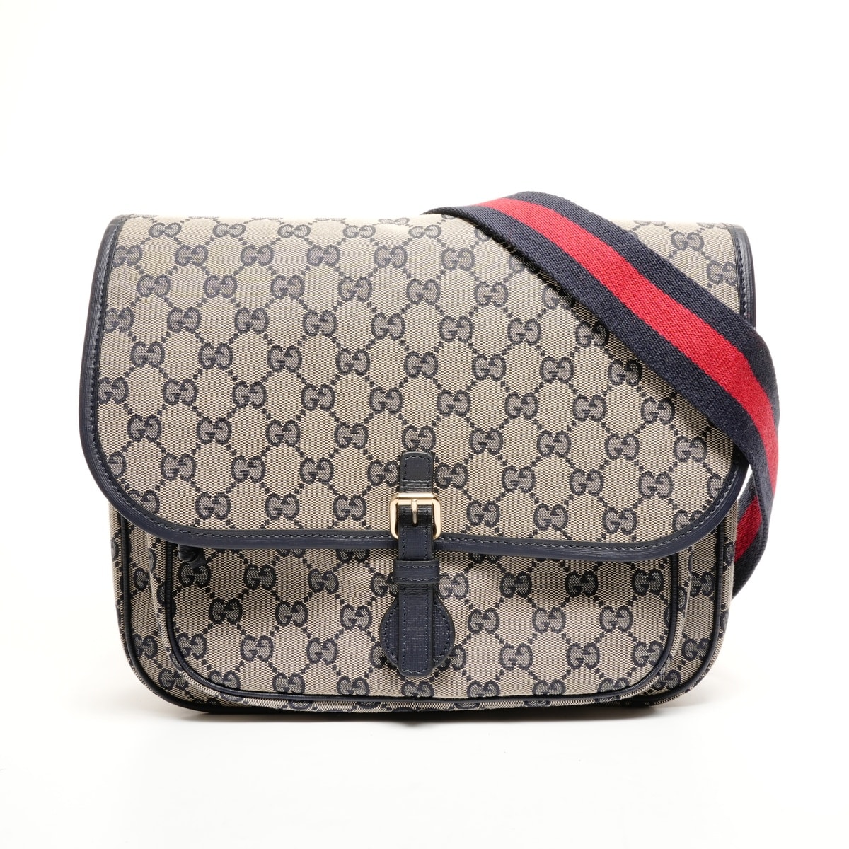 グッチ GUCCI GGキャンバス メッセンジャーバッグ 793823 ネイビー ショルダーバッグ【中古】