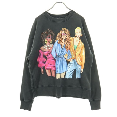 ZARA ザラ プリント 長袖 トレーナー S ブラック スウェット