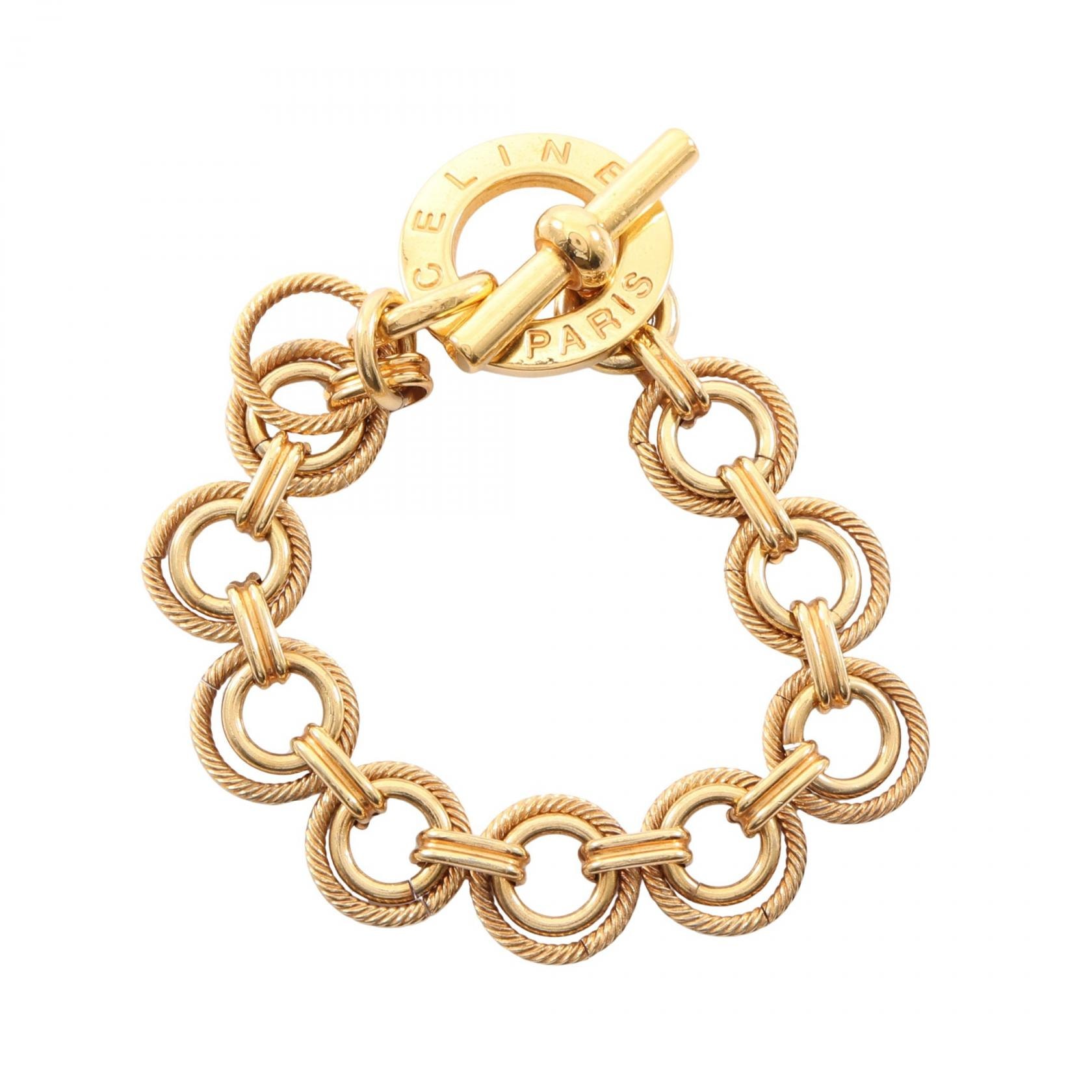 セリーヌ CELINE サークルロゴ ブレスレット アクセサリー GP(ゴールドメッキ) レディース ゴールド系 【中古】