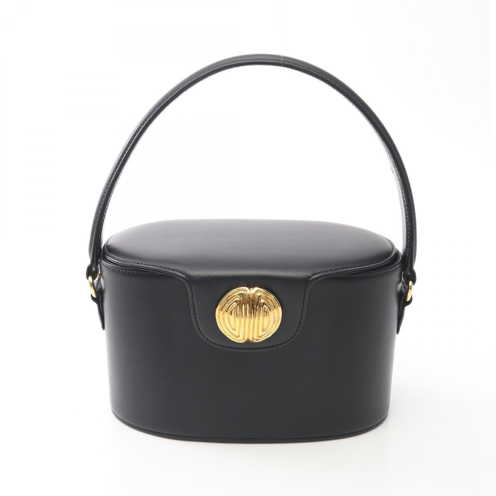 ジバンシィ GIVENCHY ゴールド金具 ヴィンテージ バニティバッグ ハンドバッグ バッグ レザー レディース ブラック系 【中古】