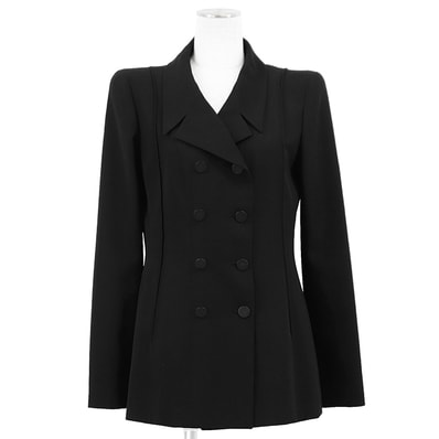 【極美品】CHANEL シャネル ヴィンテージ ジャケット サイズ 38 レディース ダブルブレスト 01P P17463 2001年製 ウール100% アウター ブラック 黒 フランス製