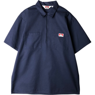 古着 90年代 ベンデイビス BEN DAVIS ハーフジップ 半袖 ワークシャツ ボックスシャツ USA製 メンズL相当 ヴィンテージ/eaa477295