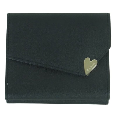 Paul Smith ポール・スミス ラブレター がま口 3つ折り コンパクト レザー ウォレット 財布 ブラック系 ライトブルー系【中古】