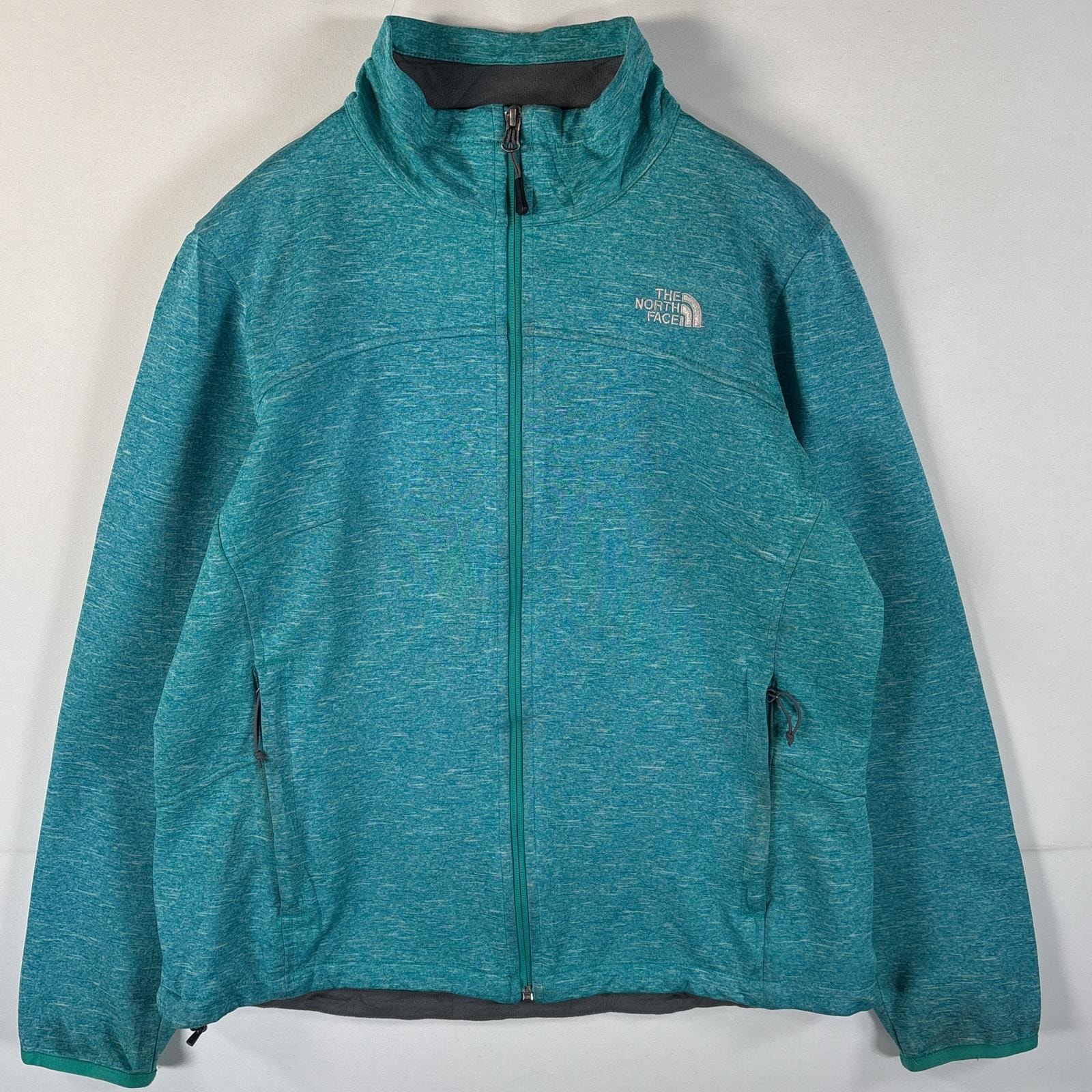 古着 ザ・ノースフェイス THE NORTH FACE ソフトシェルジャケット ワンポイントロゴ刺繍 ドローコード アウトドア L エメラルドグリーン レディース