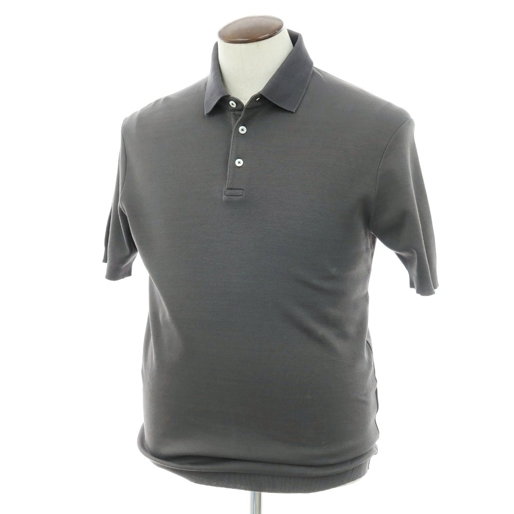 【中古】ヘルノ Herno コットン 台襟付き 半袖ポロシャツ ダークグレー【サイズ52】【メンズ】