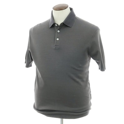 【中古】ヘルノ Herno コットン 台襟付き 半袖ポロシャツ ダークグレー【サイズ52】【メンズ】