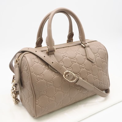 極美品 GUCCI グッチ GGエンブレム スモール トップハンドルバッグ 815255 2wayハンドバッグ ベージュ レザー レディース