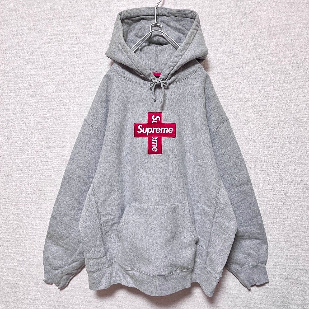 Supreme Cross Box Logo Hooded Sweatshirt "Grey"