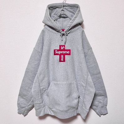 Supreme Cross Box Logo Hooded Sweatshirt "Grey"